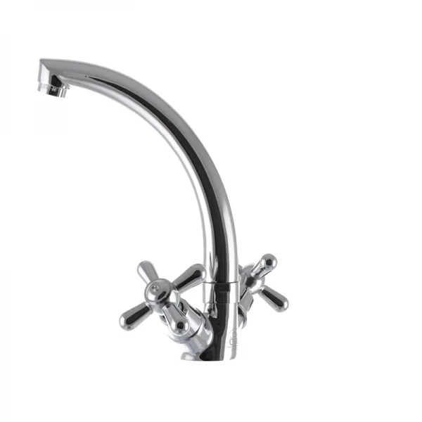 Смеситель для кухни EUROPRODUCT Dominox 272 латунный хромированный двухвентильный с высоким поворотным изливом (EP0088)