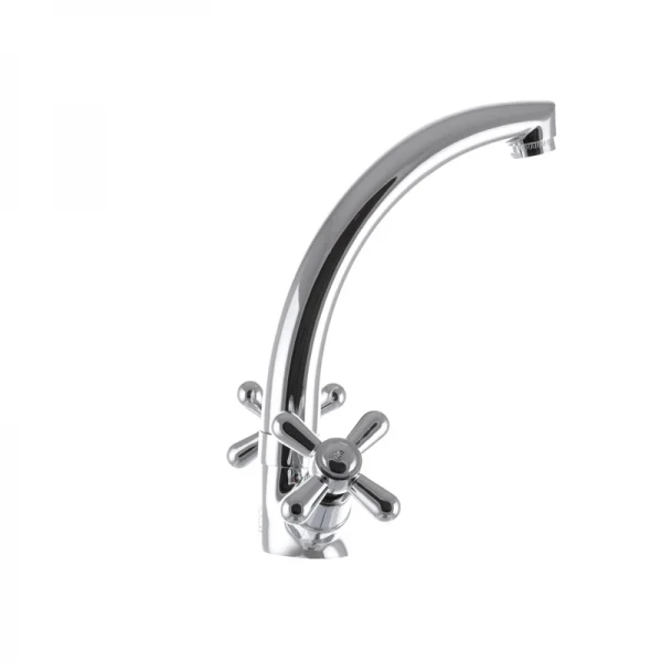 Смеситель для кухни EUROPRODUCT Dominox 272 латунный хромированный двухвентильный с высоким поворотным изливом (EP0088)
