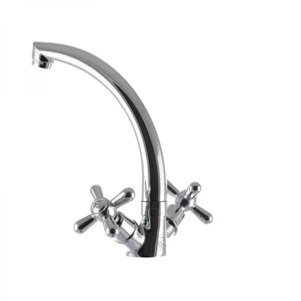 Смеситель для кухни EUROPRODUCT Dominox 272 латунный хромированный двухвентильный с высоким поворотным изливом (EP0088)