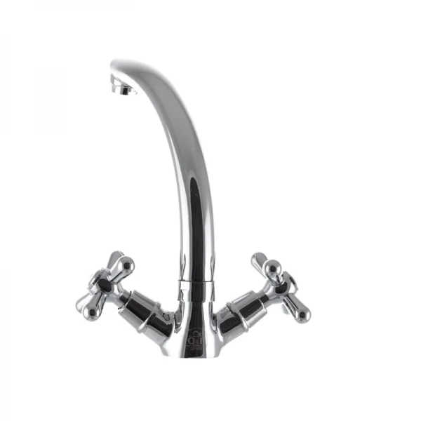 Смеситель для кухни EUROPRODUCT Dominox 272 латунный хромированный двухвентильный с высоким поворотным изливом (EP0088)