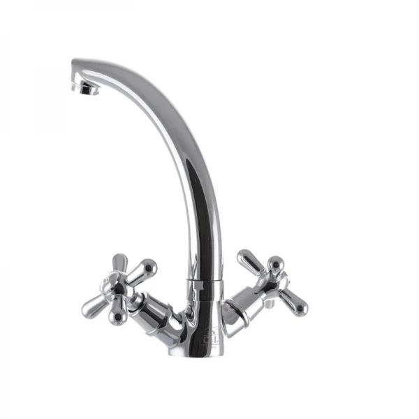 Смеситель для кухни EUROPRODUCT Dominox 272 латунный хромированный двухвентильный с высоким поворотным изливом (EP0088)