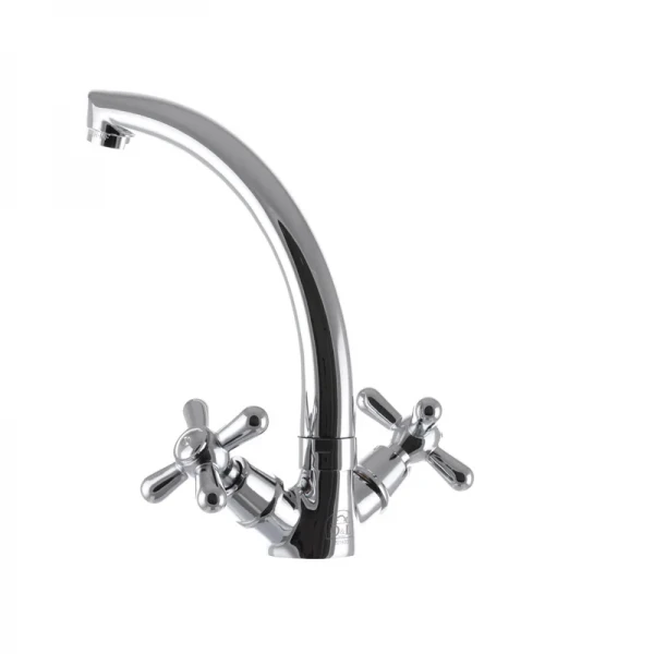 Смеситель для кухни EUROPRODUCT Dominox 272 латунный хромированный двухвентильный с высоким поворотным изливом (EP0088)
