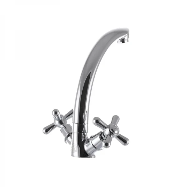 Смеситель для кухни EUROPRODUCT Dominox 272 латунный хромированный двухвентильный с высоким поворотным изливом (EP0088)