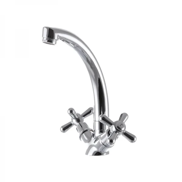 Смеситель для кухни EUROPRODUCT Dominox 272 латунный хромированный двухвентильный с высоким поворотным изливом (EP0088)