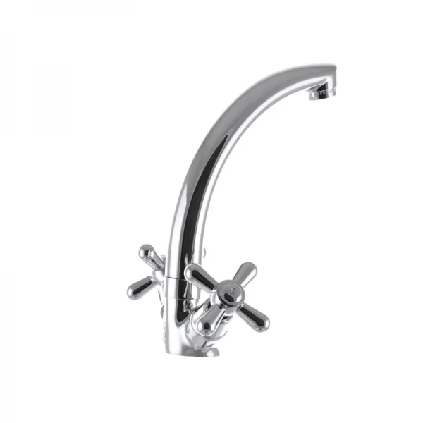 Смеситель для кухни EUROPRODUCT Dominox 272 латунный хромированный двухвентильный с высоким поворотным изливом (EP0088)