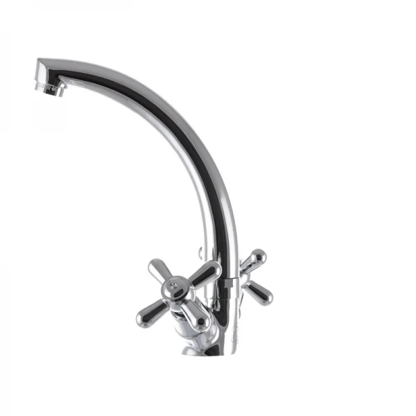 Смеситель для кухни EUROPRODUCT Dominox 272 латунный хромированный двухвентильный с высоким поворотным изливом (EP0088)