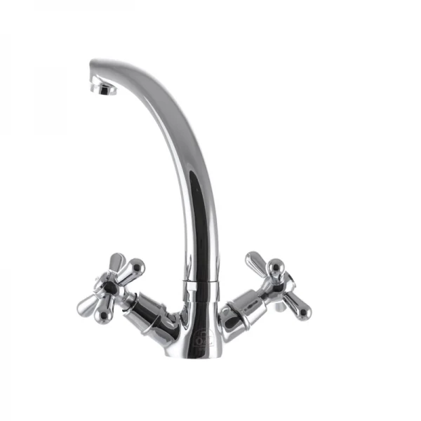 Смеситель для кухни EUROPRODUCT Dominox 272 латунный хромированный двухвентильный с высоким поворотным изливом (EP0088)