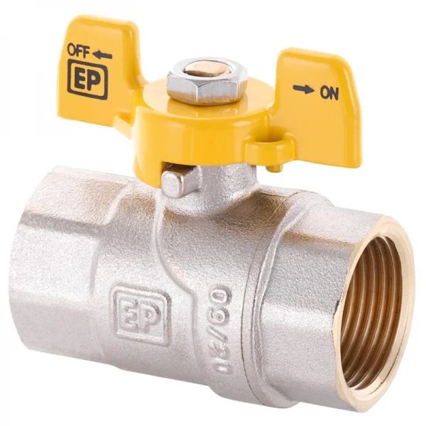 Кран шаровой Europroduct EP.121 - 3/4" FF ГГМ YELLOW, ручка "бабочка" желтая (EP2931)