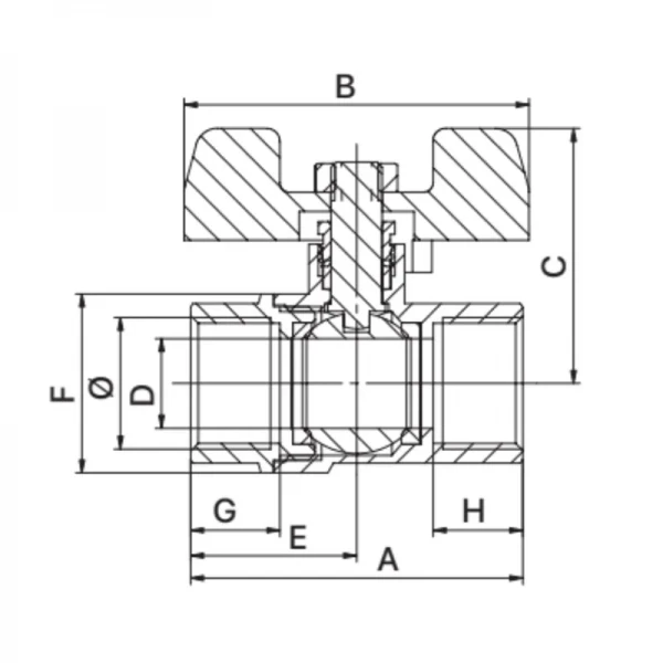 Кран шаровой Europroduct EP.121 - 3/4" FF ГГМ YELLOW, ручка "бабочка" желтая (EP2931)