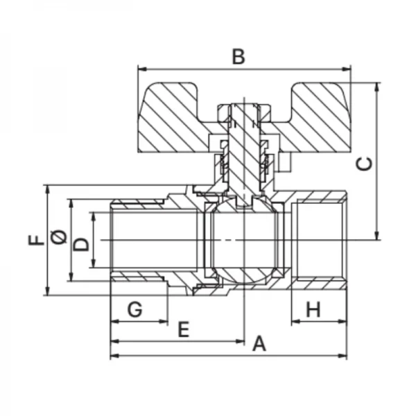 Кран шаровой Europroduct EP.111 - 1/2" FM ГШМ YELLOW, ручка "бабочка" желтая (EP2932)