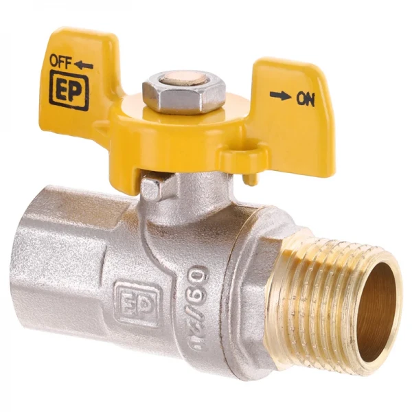 Кран шаровой Europroduct EP.111 - 1/2" FM ГШМ YELLOW, ручка "бабочка" желтая (EP2932)