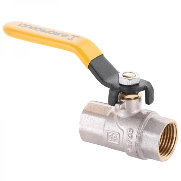 Кран шаровой Europroduct EP.221 - 1/2" FF ГГВ YELLOW, ручка "рычаг" желтая (EP2943)