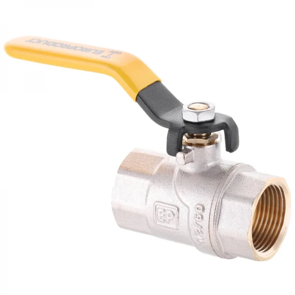 Кран шаровой Europroduct EP.221 - 3/4" FF ГГВ YELLOW, ручка "рычаг" желтая (EP2944)
