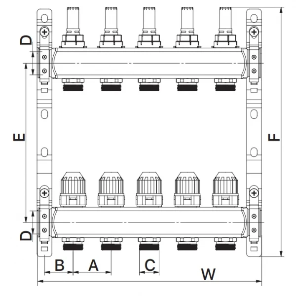 Коллекторный блок с расxодомерами Europroduct EP.S1110-10 1"x10 (EP4986)