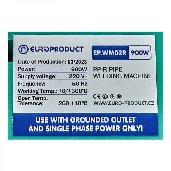 Паяльник Europroduct EP.WM02R для PPR труб (круглые насадки) 16/32mm (EP6092)