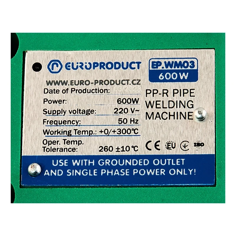 Паяльник для труб PPR, Europroduct EP.WM03 (плоские насадки) 20/32mm (EP6093)