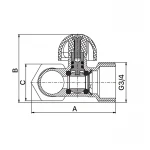 Кран проходной Т-образный Europroduct EP.3002 - 1/2Mx3/4Mx1/2F для посуд. и стир.машин (EP6119)