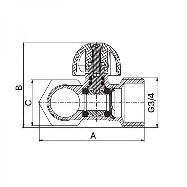 Кран проходной Т-образный Europroduct EP.3002 - 1/2Mx3/4Mx1/2F для посуд. и стир.машин (EP6119)