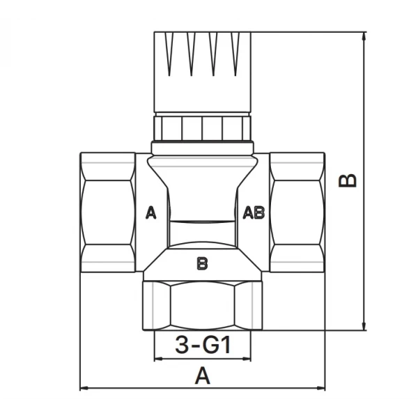 Клапан термостатический Europroduct EP.0602 - 1'' трехходовой смесительный (EP6135)