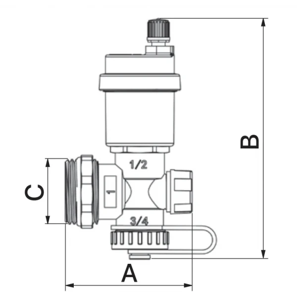 Конечный фитинг Europroduct EP.2021 - 1" (с дренажным вентилем и автоматическим воздухоотводом) (EP6141)
