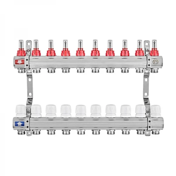 Коллекторный блок с расходомерами EUROPRODUCT EP.B3110-10-1 «x10 (корп. латунь) (EP6198)
