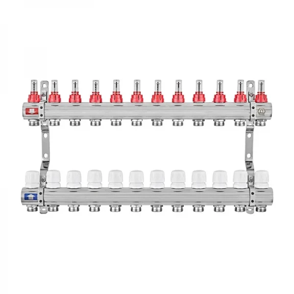 Коллекторный блок с расходомерами EUROPRODUCT EP.B3110-12-1 «x12 (корп. латунь) (EP6200)