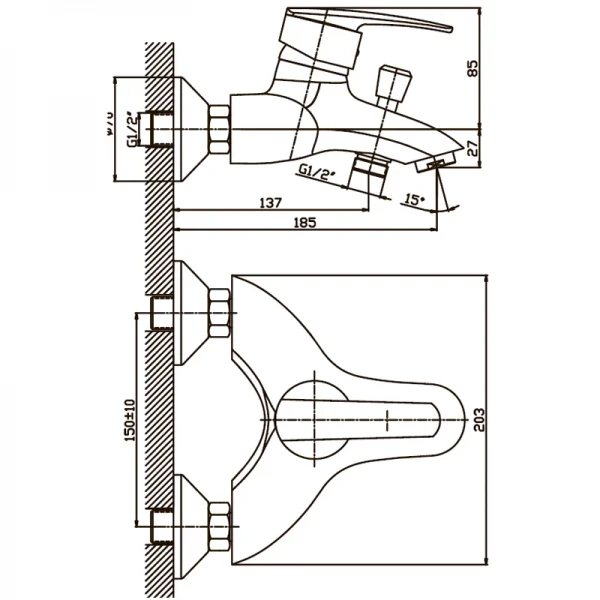 Смеситель для ванны Haiba Agat 009 (HB0007)