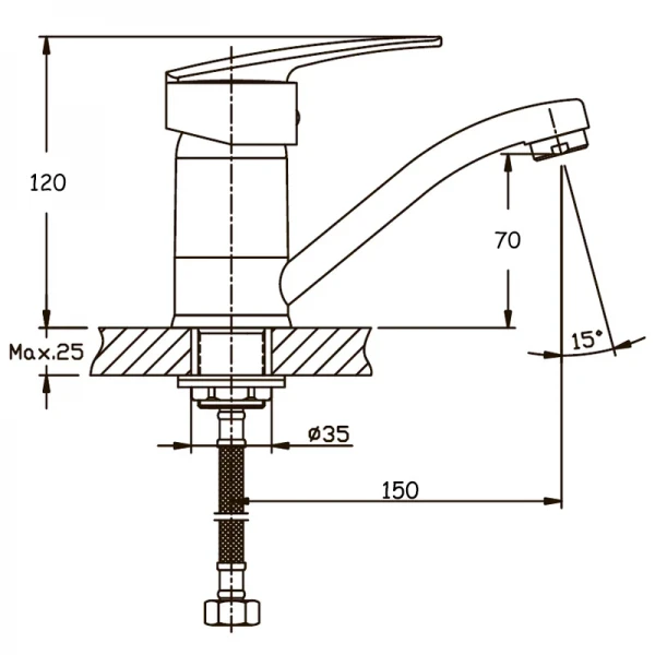 Смеситель для умывальника Haiba Agat 555 (излив 15 см) (HB0010)