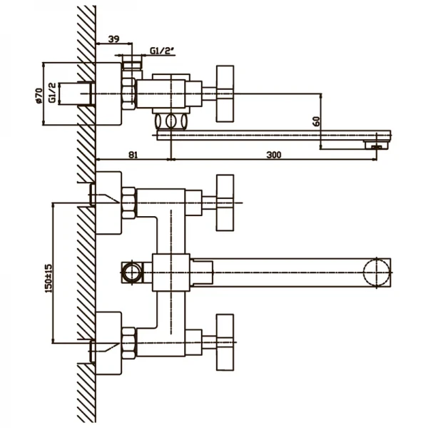 Смеситель для ванны Haiba Bergus 006 (HB0021)
