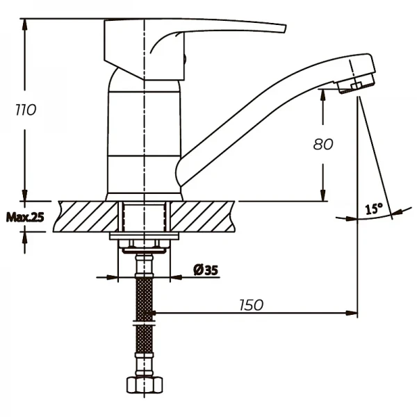Смеситель для умывальника Haiba Ceba 555 (15 см) (HB0035)