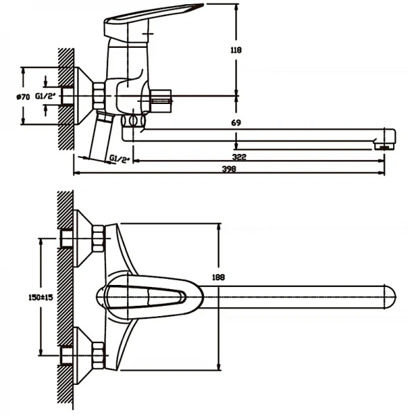 Смеситель для ванны Haiba Disk 006 (HB0054)