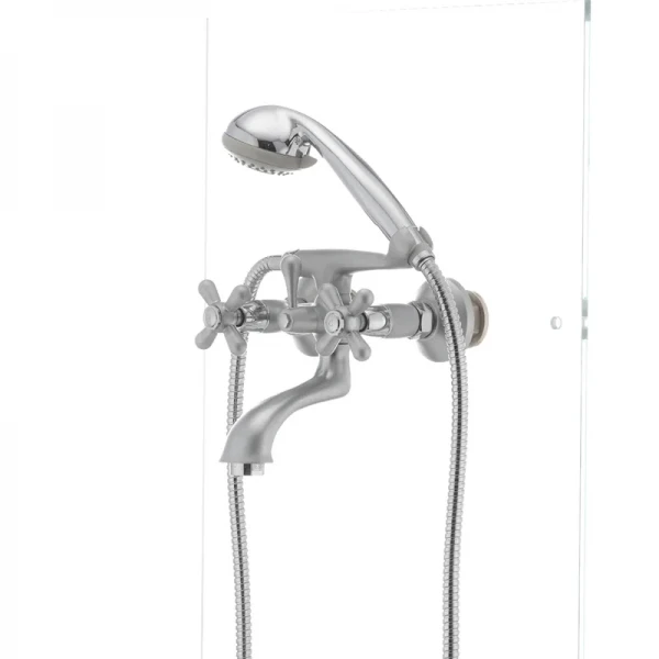 Змішувач для ванни Haiba Dominox 142 латунний сатиновий двохвентильний (HB0066)