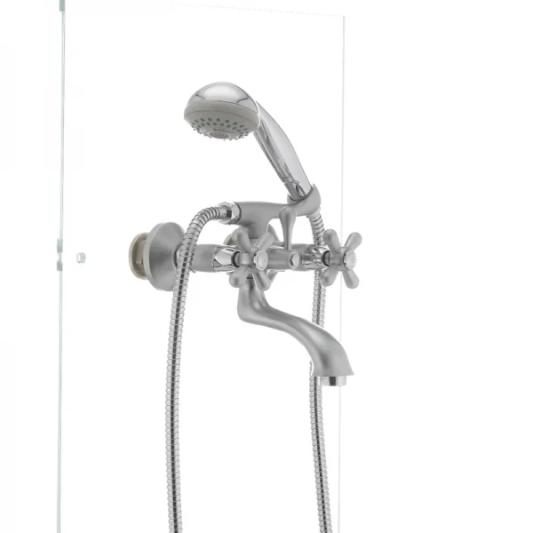 Змішувач для ванни Haiba Dominox 142 латунний сатиновий двохвентильний (HB0066)