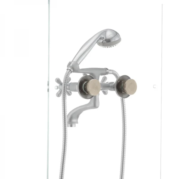 Змішувач для ванни Haiba Dominox 142 латунний сатиновий двохвентильний (HB0066)