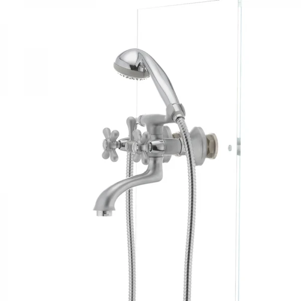 Змішувач для ванни Haiba Dominox 142 латунний сатиновий двохвентильний (HB0066)