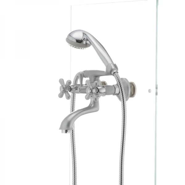 Змішувач для ванни Haiba Dominox 142 латунний сатиновий двохвентильний (HB0066)