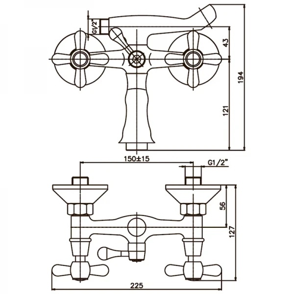 Смеситель для ванны Haiba Dominox 142 матовый (HB0066)