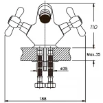 Змішувач для біде Haiba Dominox 162 латунний хромований двохвентильний (HB0074)