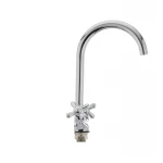 Смеситель для кухни Haiba Dominox 275 латунный хром, двухвентильный с высоким поворотным изливом (HB0091)