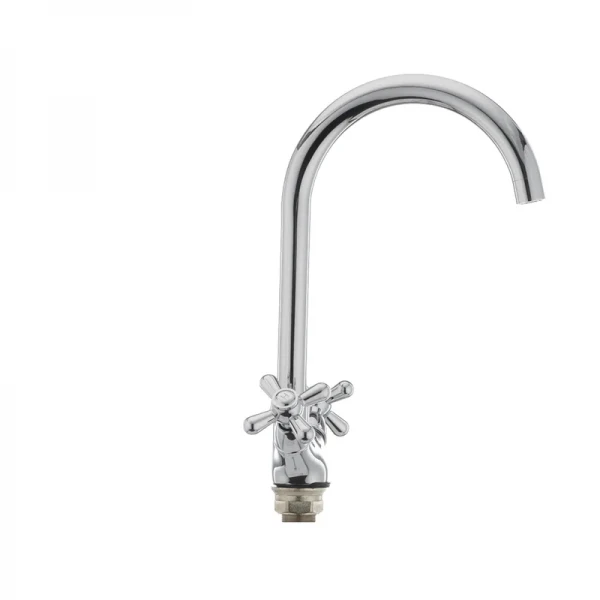 Смеситель для кухни Haiba Dominox 275 латунный хром, двухвентильный с высоким поворотным изливом (HB0091)