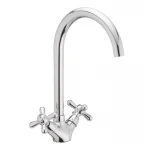 Смеситель для кухни Haiba Dominox 275 латунный хром, двухвентильный с высоким поворотным изливом (HB0091)