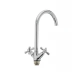 Смеситель для кухни Haiba Dominox 275 латунный хром, двухвентильный с высоким поворотным изливом (HB0091)