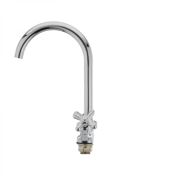 Смеситель для кухни Haiba Dominox 275 латунный хром, двухвентильный с высоким поворотным изливом (HB0091)