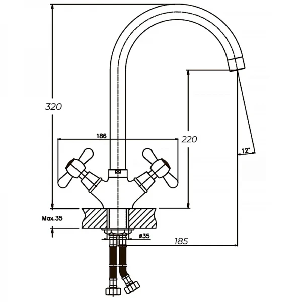 Смеситель для кухни Haiba Dominox 275 (HB0091)