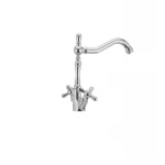 Високий змішувач для кухні Haiba Dominox 777 латунний хром двохвентильний (HB0095)