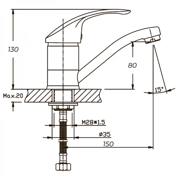 Смеситель для умывальника Haiba Fabio 555 (15 см) (HB0106)