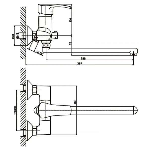 Смеситель для ванны Haiba Focus 006 матовый (HB0119)