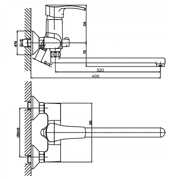 Смеситель для ванны Haiba Focus 006 (HB0120)