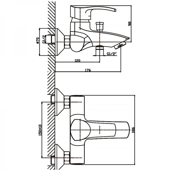 Смеситель для ванны Haiba Focus 009 (HB0124)