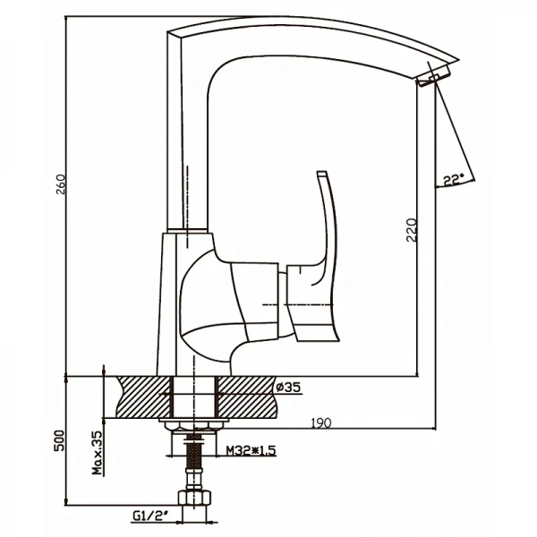 Смеситель для кухни Haiba Focus 018 (HB0132)